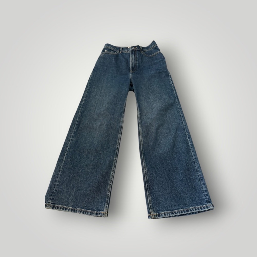 Everlane Way-High Sailor Jeans Women 27 Crop Blue Dark Wash Wide Leg High Rise - Picture 3 of 10